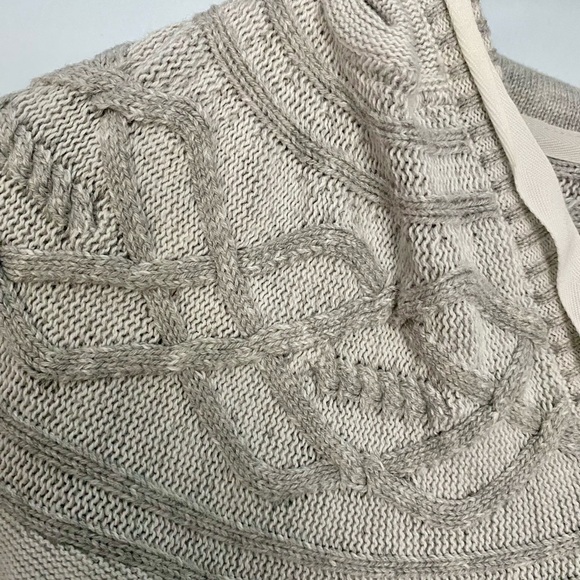 Eddie Bauer Heather Gray V-Neck hooded Sweater - Picture 2 of 7